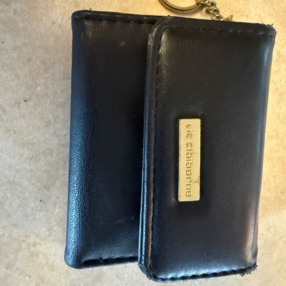 Liz Claiborne Black Leather Accessory with Gold Accent